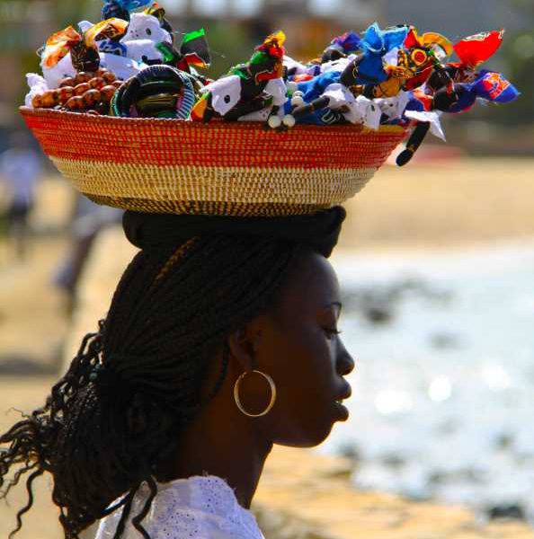 A black girl head carrying