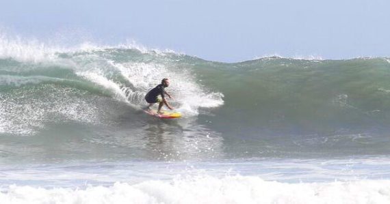 Myself surfing in Manu Bay, Raglan New Zeland.